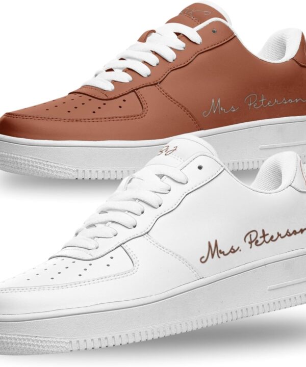 Personalized Wedding Sneakers, Terracota Wedding Bride and Groom Matching Skeakers Classic Low-Top Style Mr and Mrs Custom Name and Number