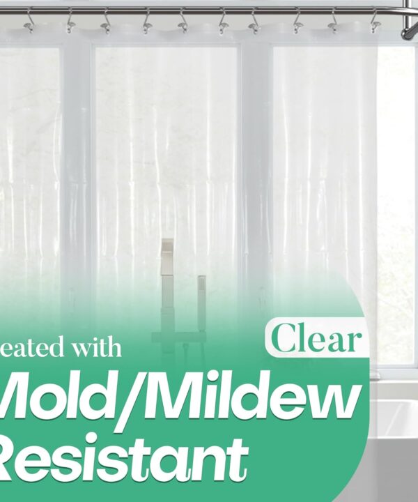 Mrs Awesome Clear Shower Curtain Liner with 3 Magnets, 72x72 Premium Flexible Sturdy Plastic Shower Curtain for Bathroom Lightweight, Waterproof, Clear