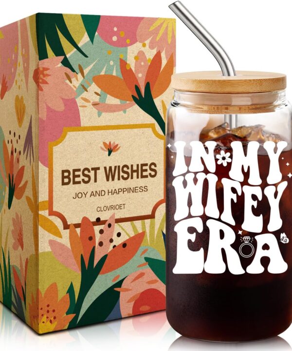 Funny Wifey Coffee Cup 16 oz, Personalized In My Wifey Era Gift for Bride - Custom Bridal Shower Gift Idea, Engagement & Bachelorette Presents for Bride to Be, Future Wife Keepsake Gifts -15