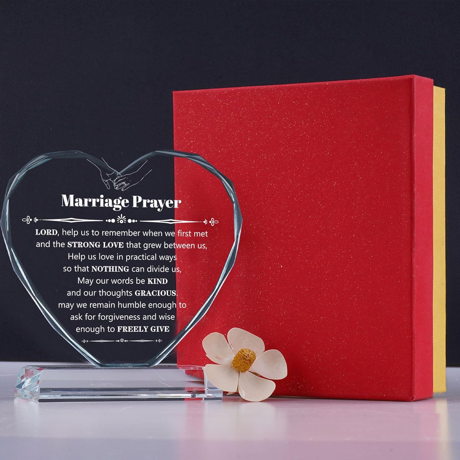 Wedding Gifts for Couples 2026, Marriage Prayer Plaque, Unique K9 Crystal with Inspiring Quotes, Anniversary Wedding Gifts for Couples, Newlywed Mr and Mrs Gifts.