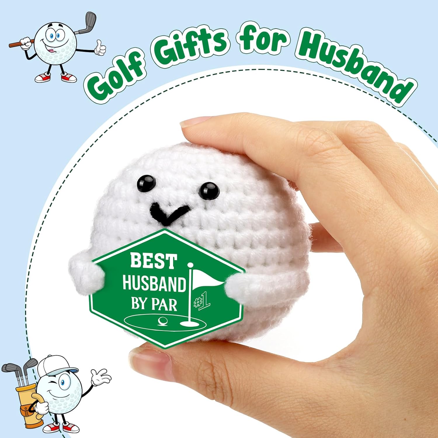 Gifts for Husband Valentines Anniversary – Funny Valentines Day Wedding Birthday Crochet Golf Ball Romantic Present for Husband Him Men Couple Golfer from Wife, Christmas Stocking Stuffers