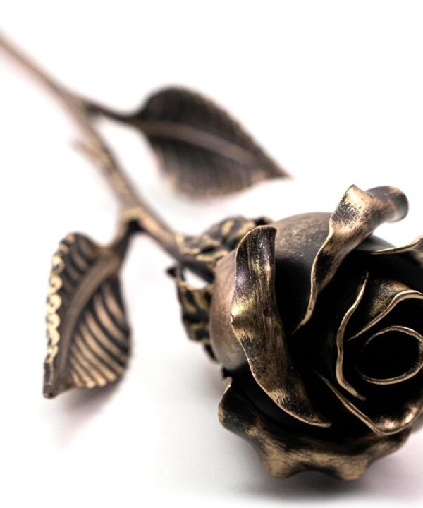 Handcrafted Bronze Rose  8th & 19th Yeat Wedding for Her  Solid Metal Forever Flower Keepsake