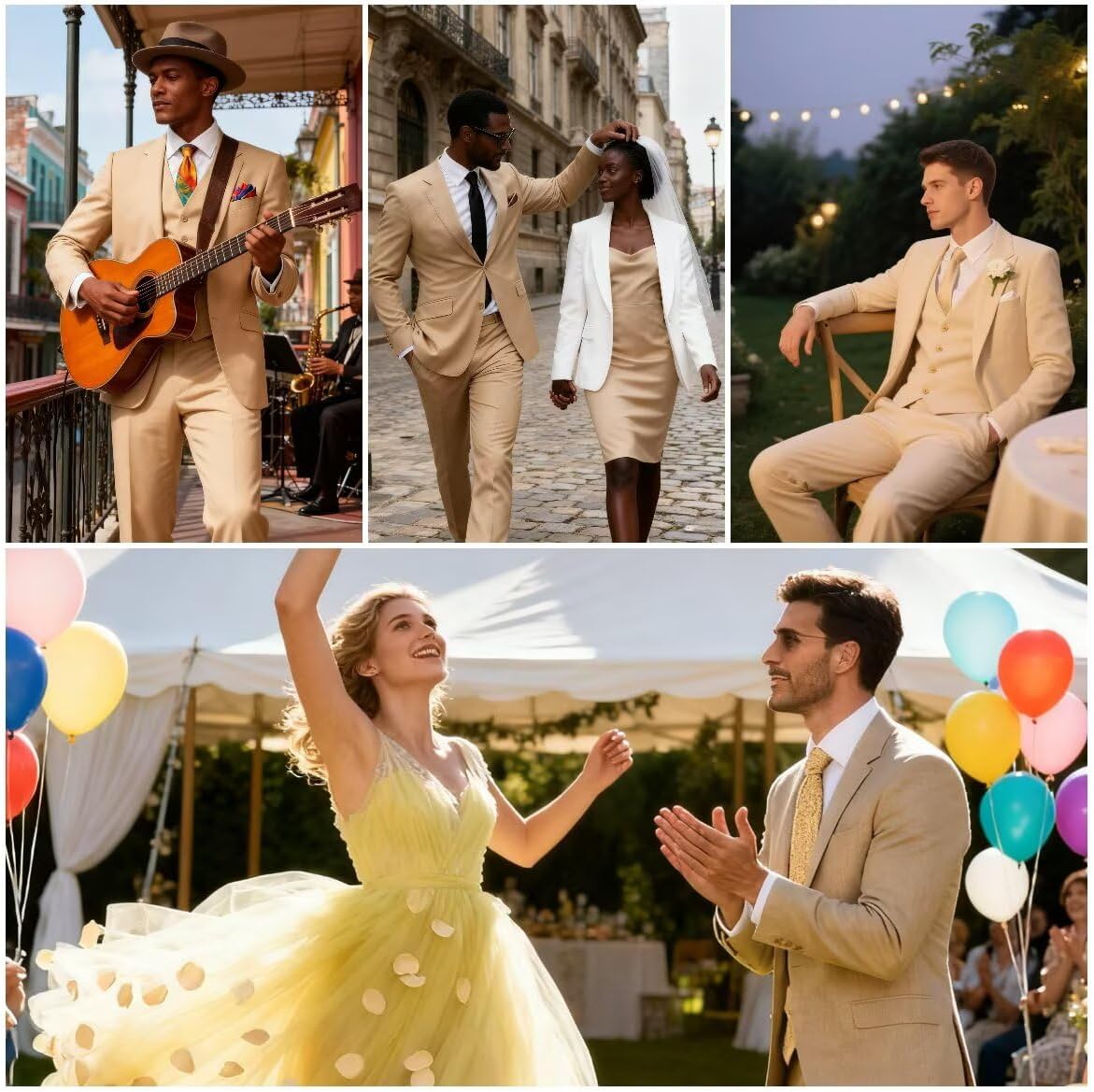 HUUTOE Mens 3 Piece Suits Slim Fit Prom Wedding Suits for Men Suit Summer Blazer Jacket Vest Pants Tuxedo Set