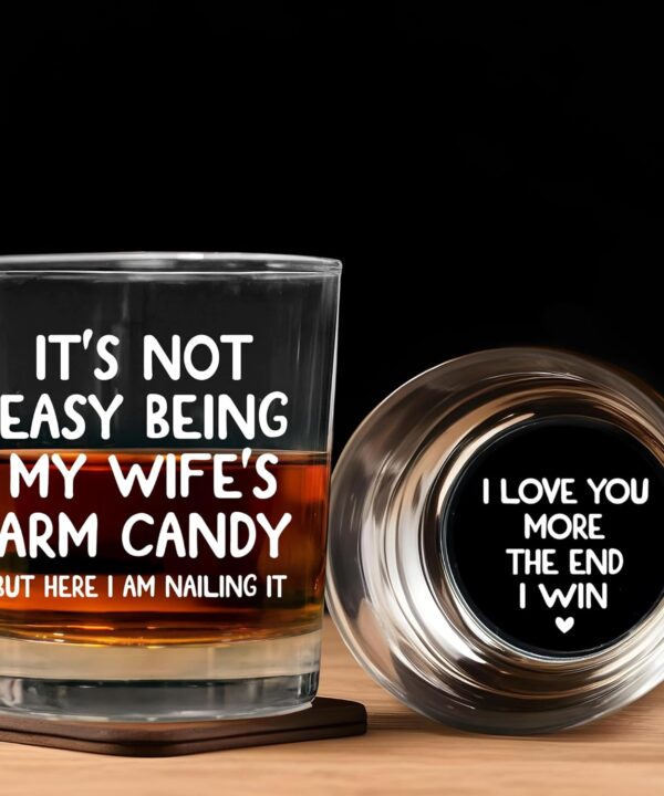 Husband Valentines Day Gifts - 11 oz Engraved Crystal Whiskey Glasses - Anniversary Wedding Gift for Him, Birthday Gifts for Husband from Wife, I Love You Gift for Him Men