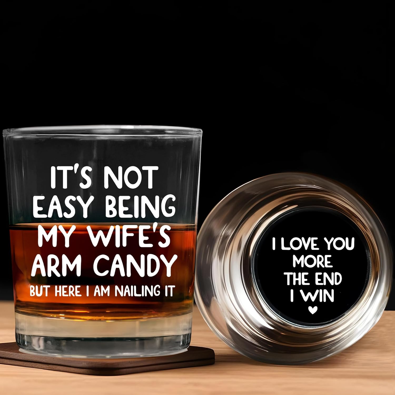 Husband Valentines Day Gifts - 11 oz Engraved Crystal Whiskey Glasses - Anniversary Wedding Gift for Him, Birthday Gifts for Husband from Wife, I Love You Gift for Him Men