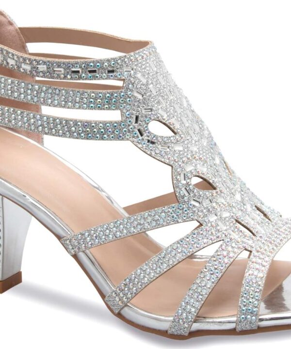 Olivia K Women's Open Toe Strappy Rhinestone Dress Sandal Low Heel Wedding Shoes White Glitter - adorable, comfortable