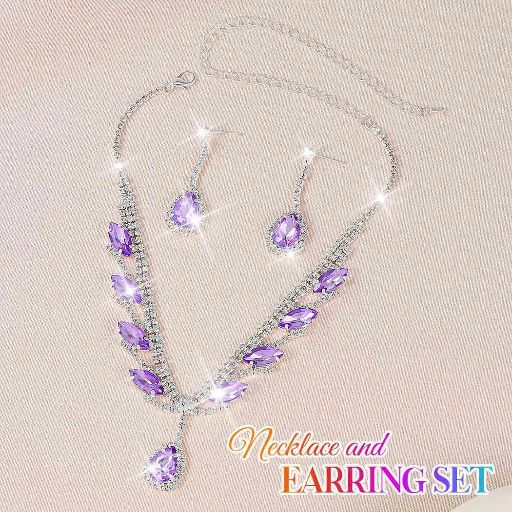 Unicra Rhinestone Bridal Wedding Jewelry Set Silver Necklace Earrings Sets Formal Prom Costume Jewelry Sets for Women and Brides