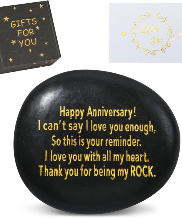 Anniversary Wedding Gifts for Him, Her, Couple Gifts, for Couple, Husband, Wife, Boyfriend or Girlfriend, Engraved Natural Rock Gift with Words.