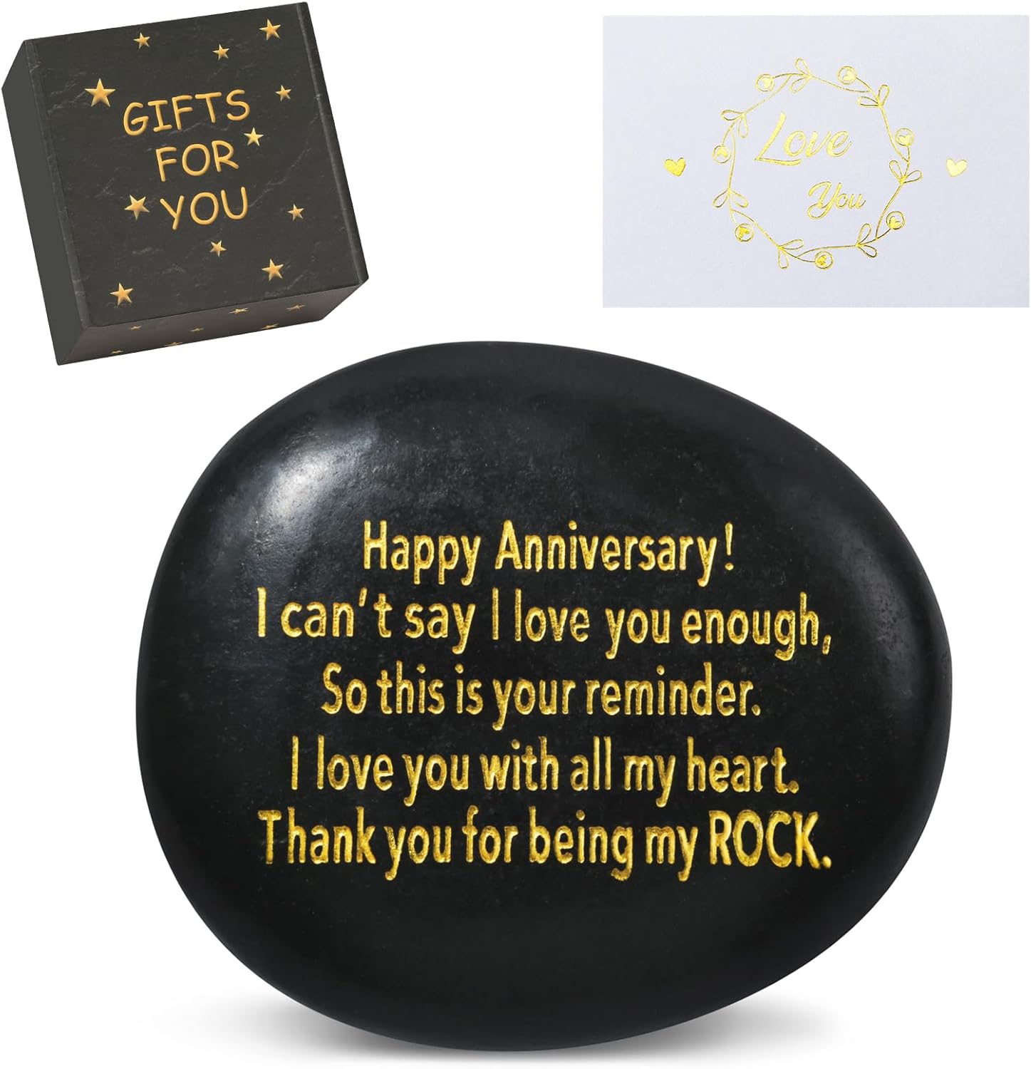 Anniversary Wedding Gifts for Him, Her, Couple Gifts, for Couple, Husband, Wife, Boyfriend or Girlfriend, Engraved Natural Rock Gift with Words.