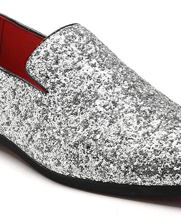 Mens Smoking Sparkling Slipper Metallic Sequins Textured Glitter Tuxedo Slip-on Prom Loafers Luxury Wedding Dress Shoes