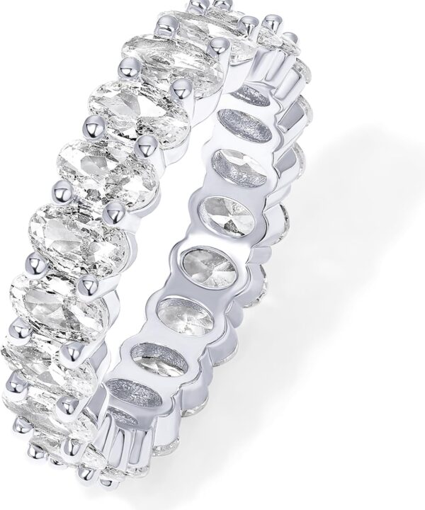 PAVOI 14K Gold Plated Rings - Oval Cubic Zirconia Love Ring and Eternity Ring - 5mm Stackable for Women