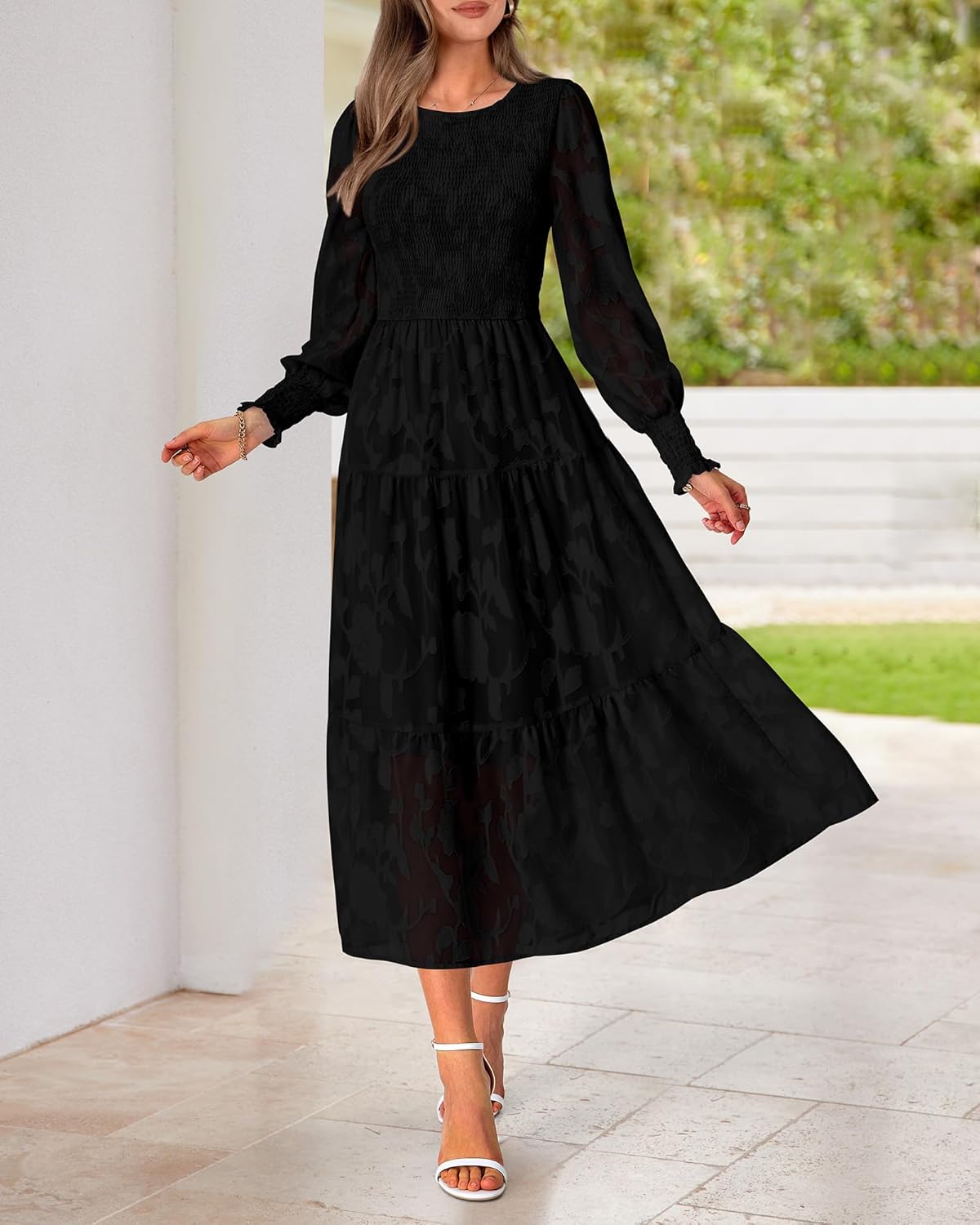 BTFBM Wedding Guest Dresses for Women Fall Fashion 2025 Casual Long Sleeve Floral Maxi Boho Homecoming Dress