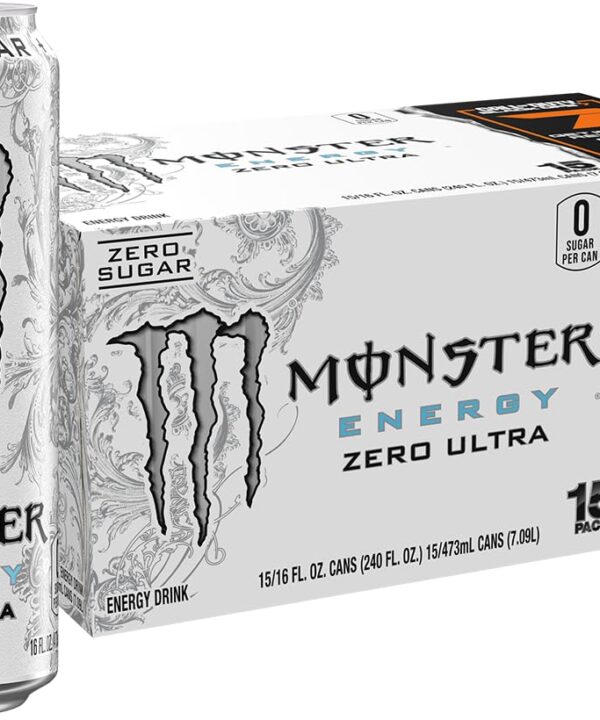 Monster Energy Zero Ultra, Sugar Free Energy Drink, 16 Ounce | Pack of 15