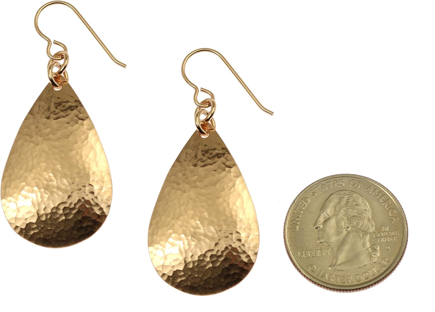 Small Hammered Bronze Teardrop Earrings