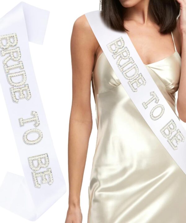 White Bride to Be Sash Bachelorette Party Decorations Bridal Shower Engagement Party Decorations
