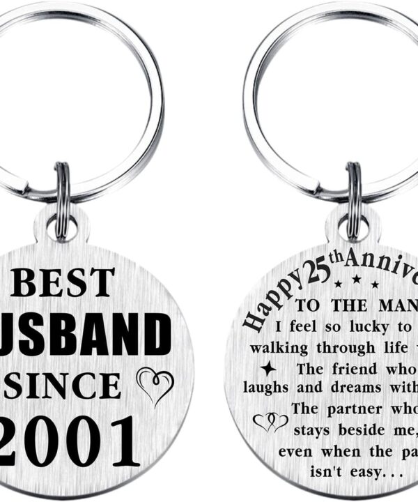 TANWIH 25th Wedding Anniversary Keychain Gifts, 25 Year Anniversary Decoration