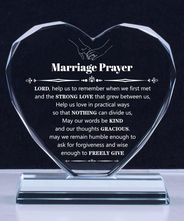 Wedding Gifts for Couples 2026, Marriage Prayer Plaque, Unique K9 Crystal with Inspiring Quotes, Anniversary Wedding Gifts for Couples, Newlywed Mr and Mrs Gifts.