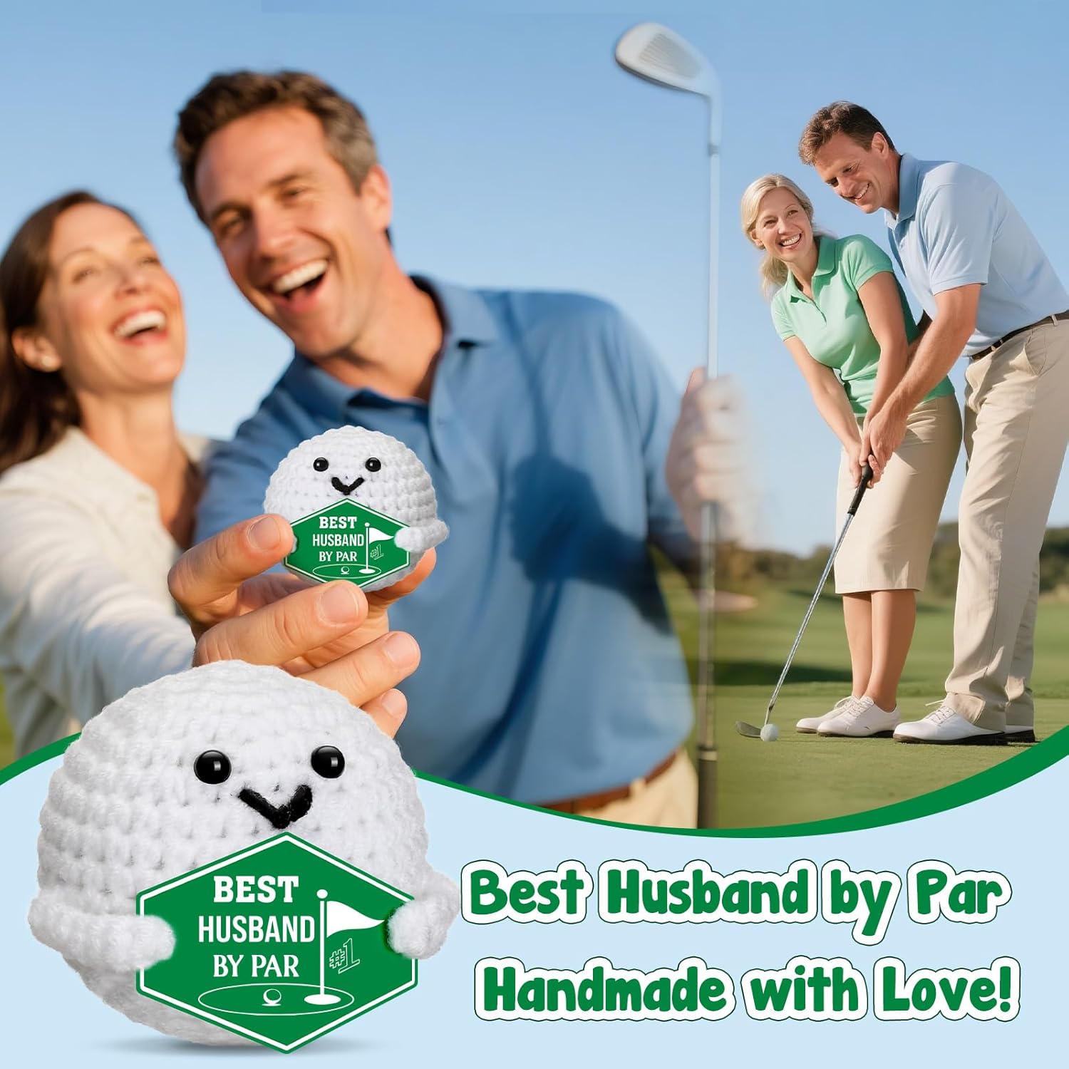 Gifts for Husband Valentines Anniversary – Funny Valentines Day Wedding Birthday Crochet Golf Ball Romantic Present for Husband Him Men Couple Golfer from Wife, Christmas Stocking Stuffers