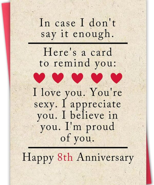 8th Anniversary Card,8 year Wedding Anniversary Card Gifts for Him Her,Bronze Anniversary Cards Decoration for Husband Wife