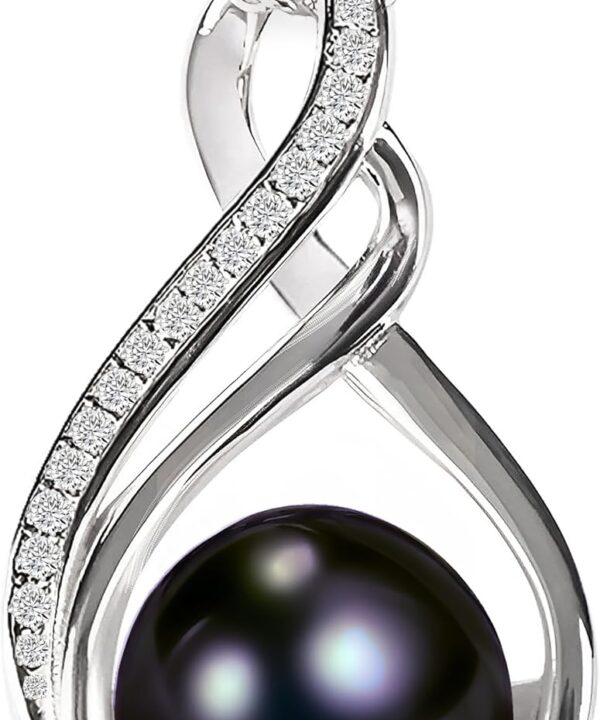 Black pearl necklace for women (Natural AAA+ 9mm) - Wedding anniversary's gift for wife (18k gold platted 925 sterling Silver)- christmas gifts for wife - Real pearls necklace for women - black pearls necklace - pearl pendant