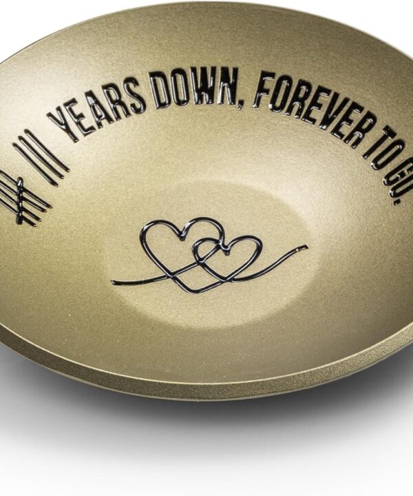 8 Year Anniversary Bronze Gifts for Her Him, 8th Wedding Anniversary for Wife Husband, 4" Metal Ring Holder Dish Jewelry Tray - Unique Decoration Ideas Bronze Gift For Men Women Couple