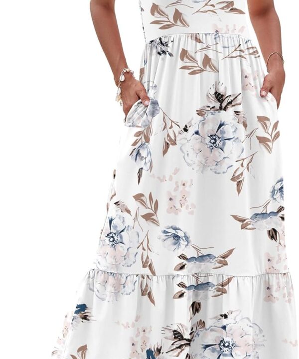 AUSELILY Womens Maxi Dress 2026 Sleeveless Summer Dresses V Neck Casual Tiered Sundresses with Pockets