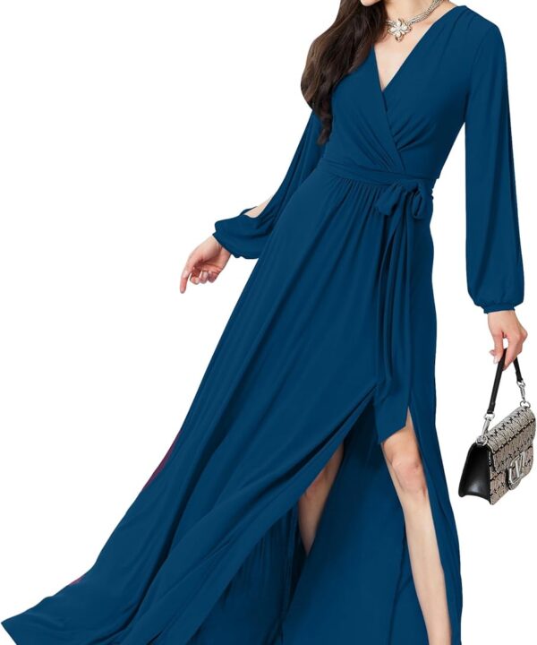 KOH KOH Womens 2026 Long Sleeve Sexy Slit Photoshoot Evening Fall Maxi Dress Gown