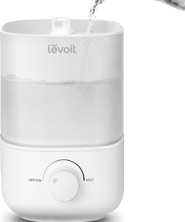 LEVOIT Top Fill Humidifiers for Bedroom, 2.5L Tank for Large Room, Easy to Fill & Clean, 28dB Quiet Cool Mist Air Humidifier for Home Baby Nursery & Plants, Auto Shut-off for Safety, 25H