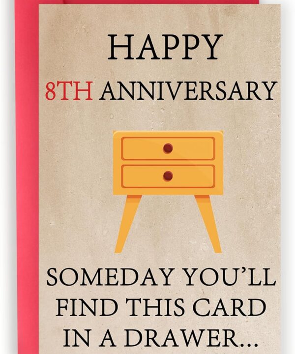 Happy 8 Year Anniversary Card for Him Her, Funny 8th Wedding Anniversary Card for Couple Husband Wife, Best Bronze Aday Gifts for Men Women, Sweet Valentines Gifts Ideas