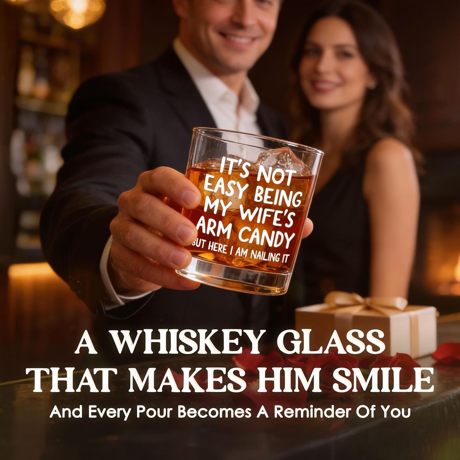 Husband Valentines Day Gifts – 11 oz Engraved Crystal Whiskey Glasses – Anniversary Wedding Gift for Him, Birthday Gifts for Husband from Wife, I Love You Gift for Him Men