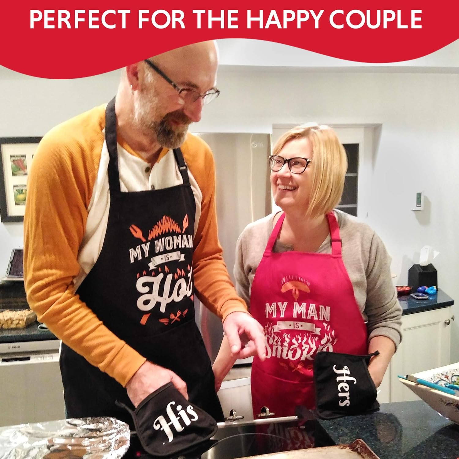 Wedding Gifts | Gift for Couples, Anniversary | Bridal Shower | Engagement | Gifts for Bride with His Hers Potholders and Gift Box