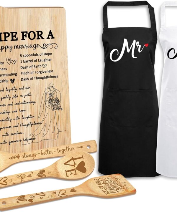 Wedding Gift for Couple 2025, Recipe for A Anniversary Marriage Cutting Board Mr and Mrs Gifts,Bridal Shower Gifts for Bride and Groom Engagement, Newlywed Bride o Be Gifts, Christmas His Her Gifts