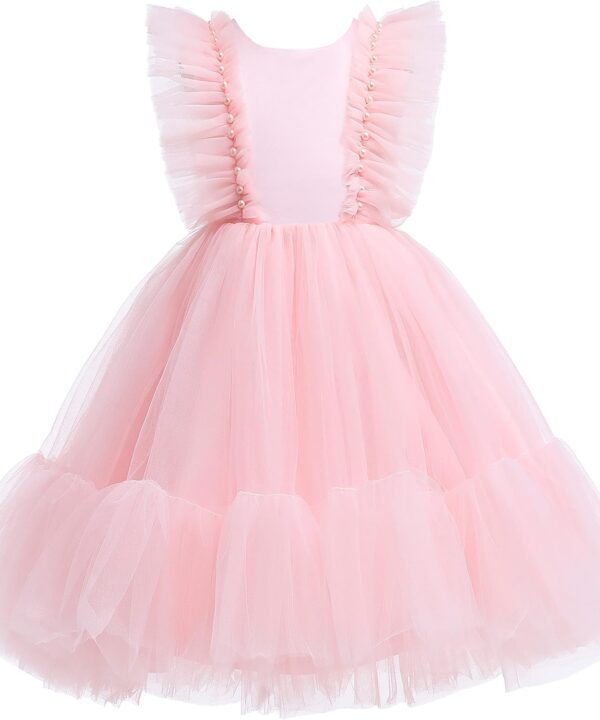 Weileenice Flower Girl Dress Ruffle Tulle Toddler Wedding Pageant Ceremony Birthday Party Evening Tutu Dresses