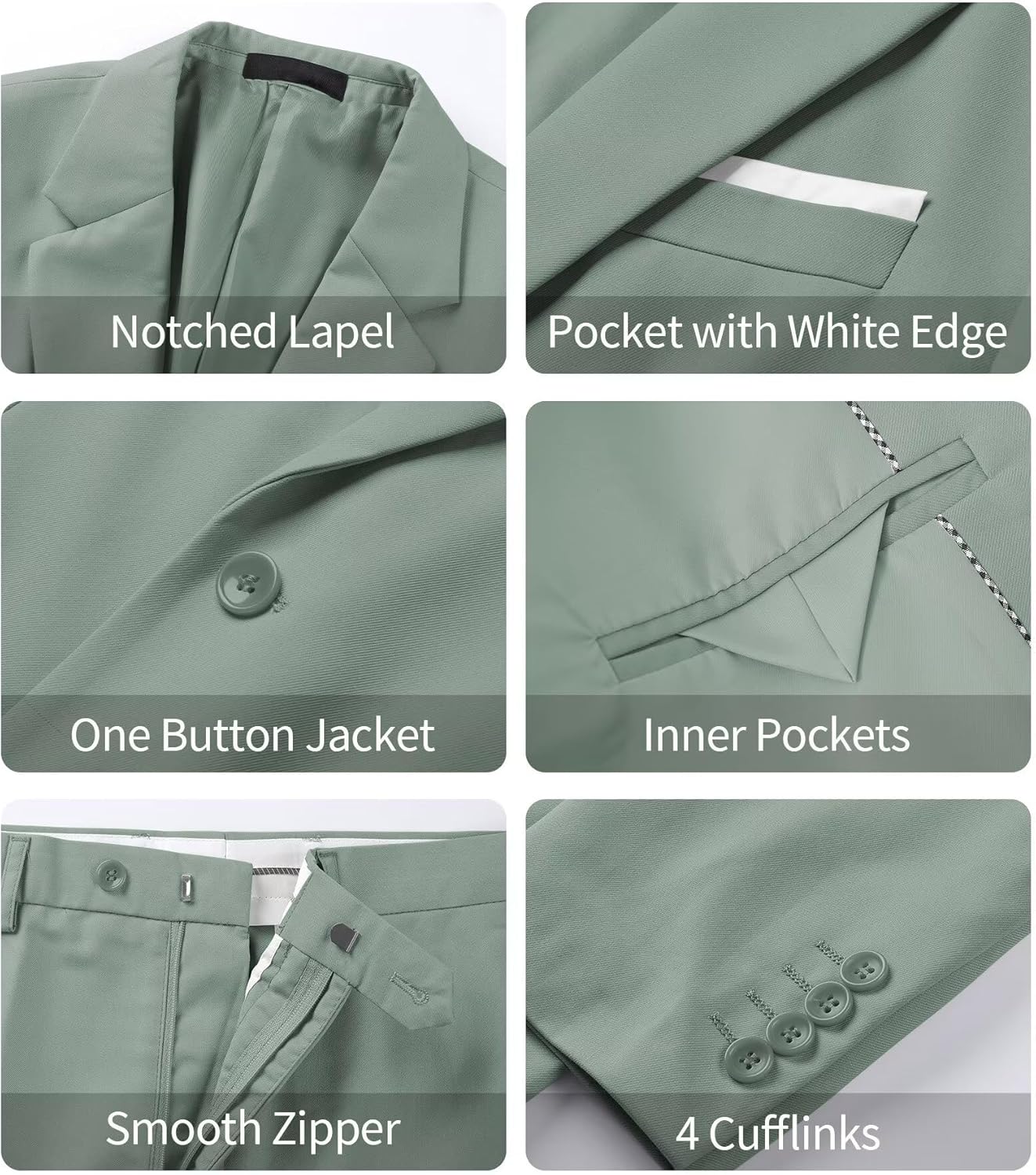 HUUTOE Mens Suits Regular Fit 2 Piece Slim Fit Suits for Men Wedding Prom Suit Separates Blazer Jacket Pants Set Guest