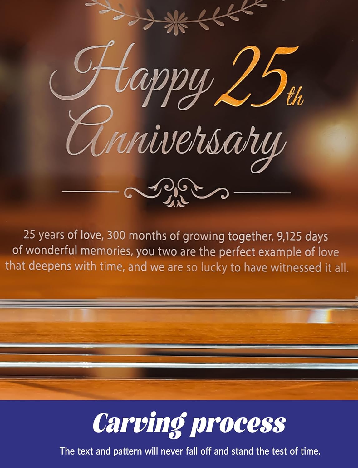 25th Wedding Anniversary Crystal Quartz Clock,25 Years of Marriage Gift,Happy Silver Anniversary Decoration Gift,for Parents,Grandparents,Couple