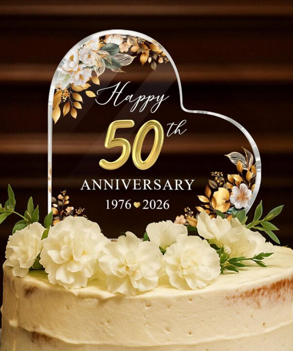 50th Wedding Anniversary Acrylic Cake Topper, 50 th Anniversary Decorations, 50 Wedding Topper, 50 Years Of Married Gifts (50th Anniversary Cake topper 2026)