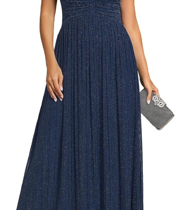 Ever Pretty Formal Dresses for Women Halter Sleeveless Pletaed Floor Length Glitter Evening Gowns Wedding Guest Dresses 41961