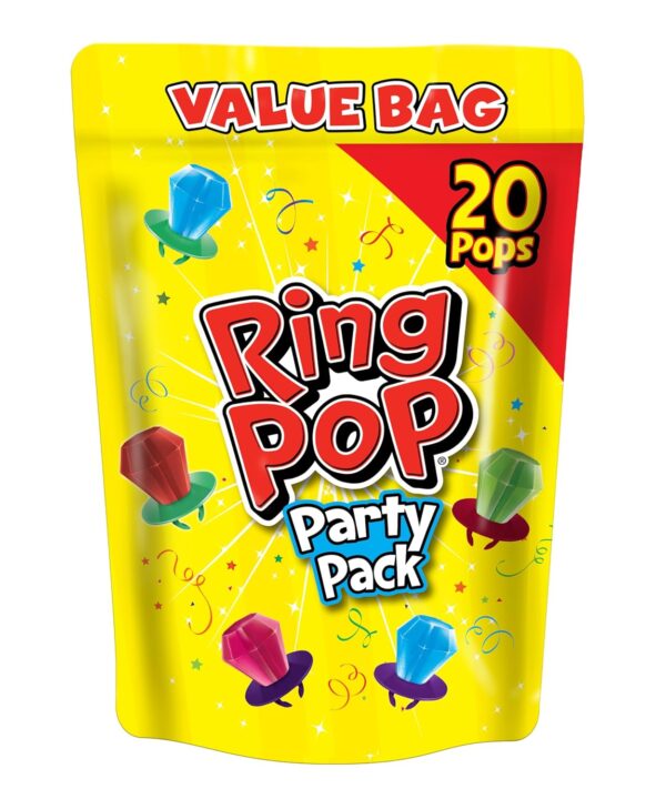 Ring Pop Candy, Valentine's Lollipops, 20 Ct Party Favors in Assorted Fruity Flavors - Full Size, Fun Hard Candy For Birthday Parties, Valentine's Gifts, Goodie Bags, Party Favors