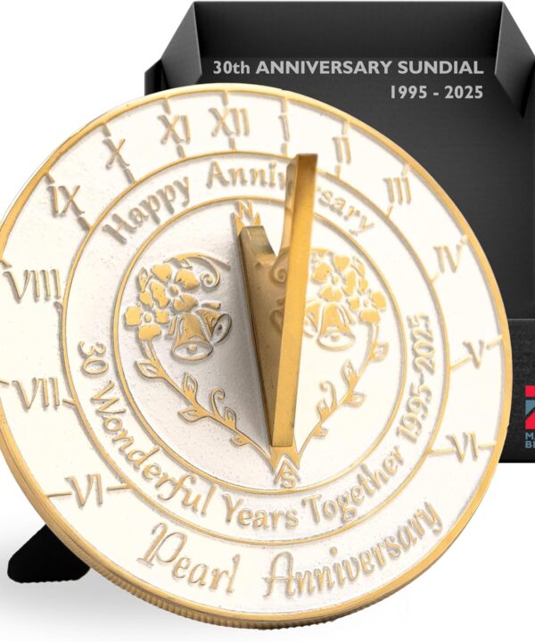 Anniversary Sundial Gift for 30th Pearl Wedding Anniversary in 2025 - Recycled Metal Home Decor Or Garden Present Idea - Handmade in UK for Him, Her Parents Or Couples 30 Year Celebration
