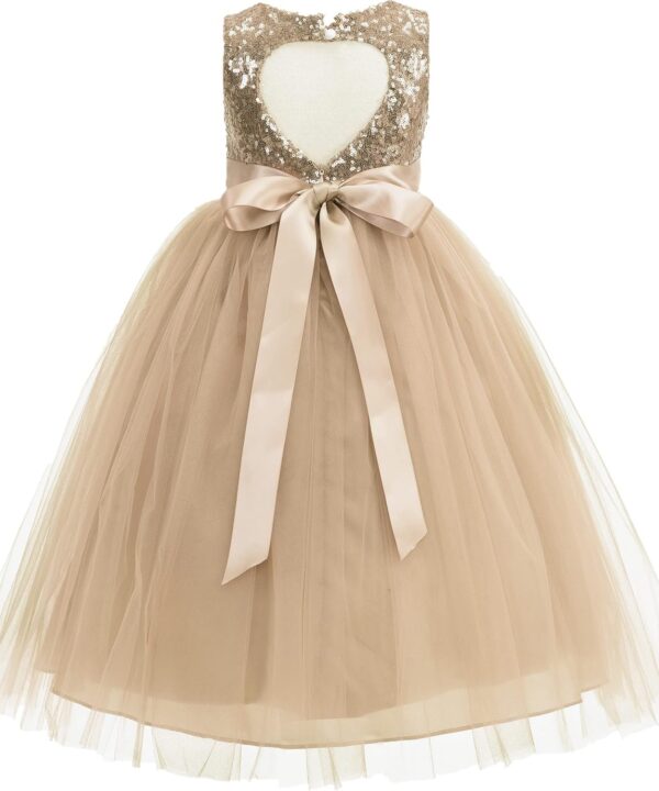 ekidsbridal Heart Cutout Sequin Flower Girl Dress Recital Dress Ceremonial Gown 172seq