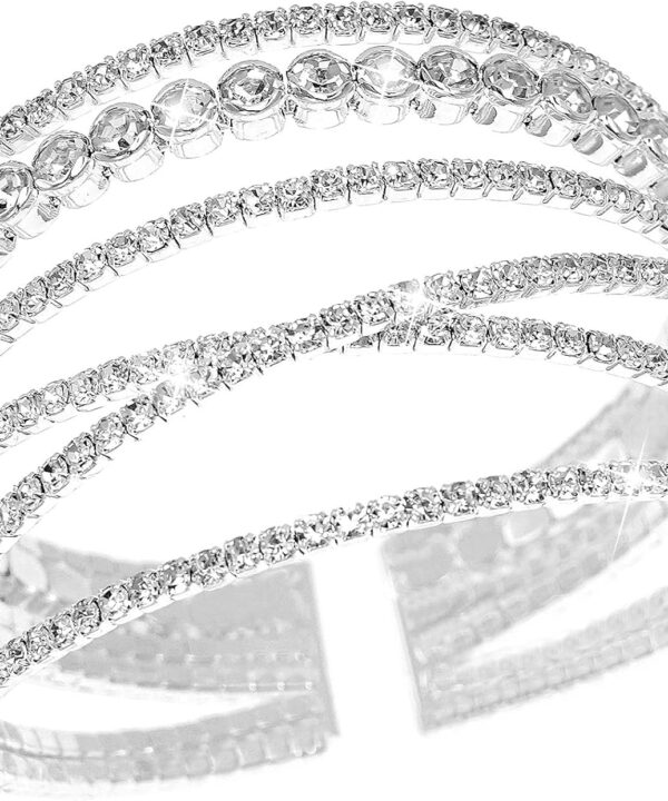 Suyi Rhinestone Bracelet for Women Silver Multilayer Cuff Bracelet Craystal Braidal Bracelets
