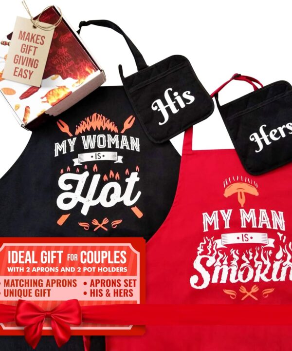 Wedding Gifts | Gift for Couples, Anniversary | Bridal Shower | Engagement | Gifts for Bride with His Hers Potholders and Gift Box