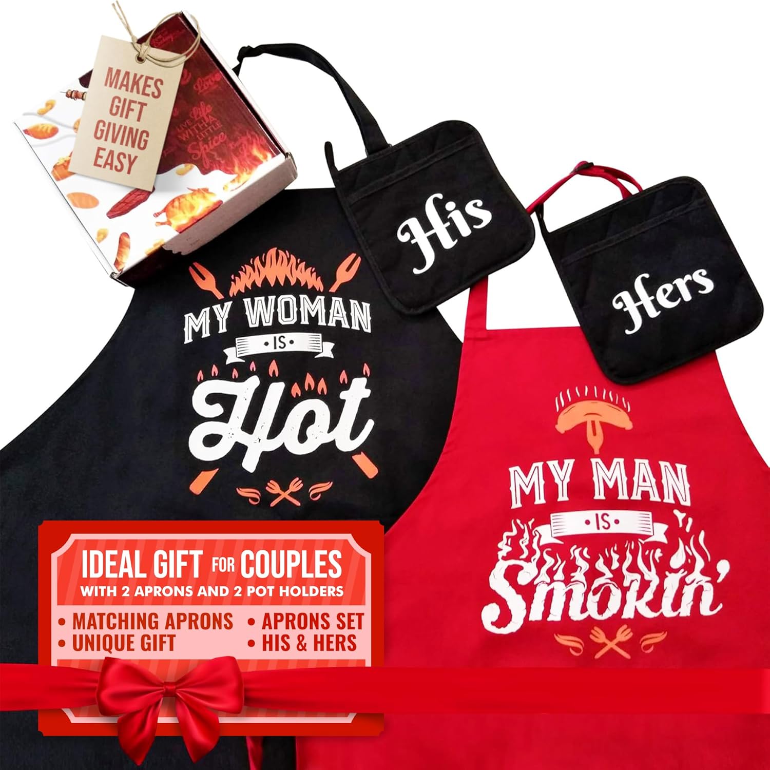 Wedding Gifts | Gift for Couples, Anniversary | Bridal Shower | Engagement | Gifts for Bride with His Hers Potholders and Gift Box