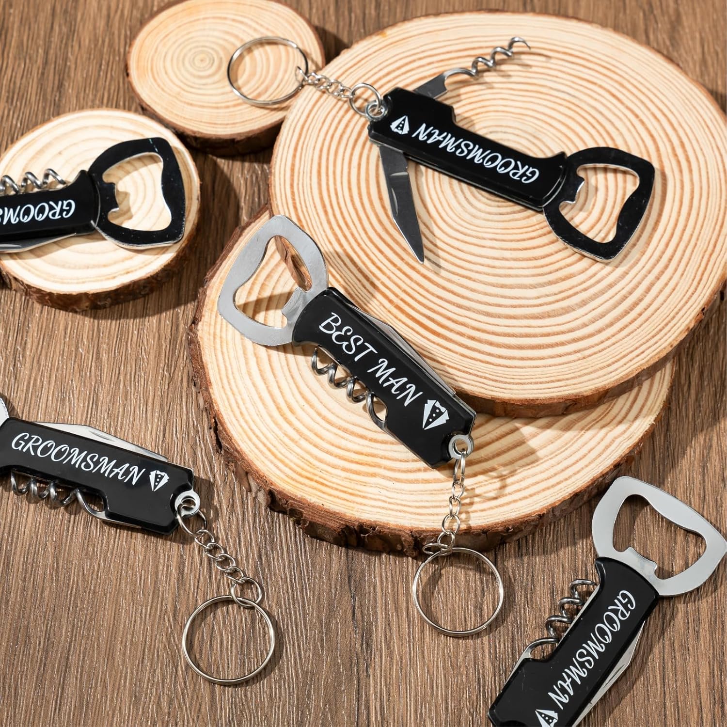 4 Sets Groomsmen Proposal Gifts, Proposal Bags with Spinning Whiskey Glasses PU Leather Toiletry Bag Best Man Bottle Opener Sunglasses Pen Card for Wedding Groomsman Best Man Gift