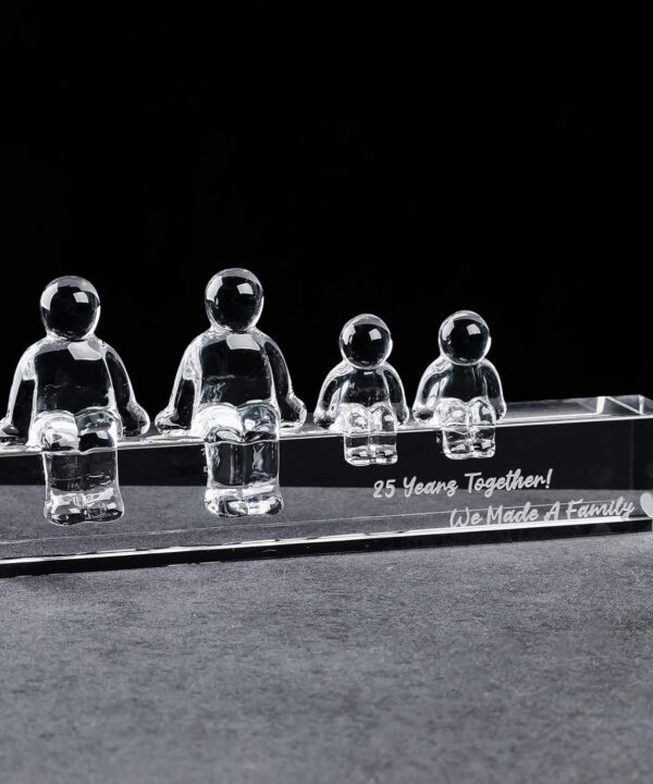 25th Silver Wedding Anniversary Crystal Gifts for Her Wife, 25 Years Together We Made A Family Glass Decoration Keepsake for Parents (2 Children)