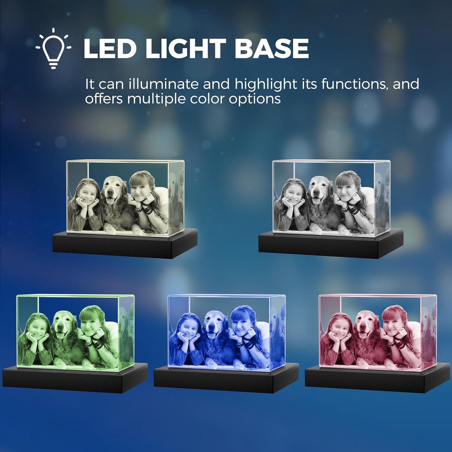 3D Crystal Photo Personalized, Custom Laser Engraved Crystal Picture for Couples, for Wife Husband, Memorial Keepsake & Home Decor