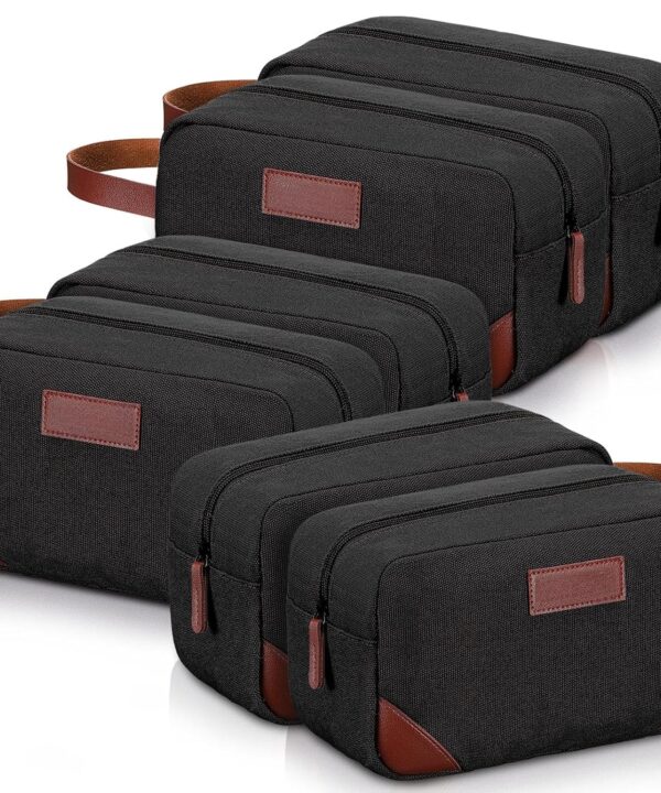 Eccliy 6 Set Groomsmen Gifts Men Toiletry Bags Men's Travel Shaving Kit Bathroom Bags Water Resistant Toiletry Case for Wedding Groomsman Proposal Gift Travel Accessories(Black)