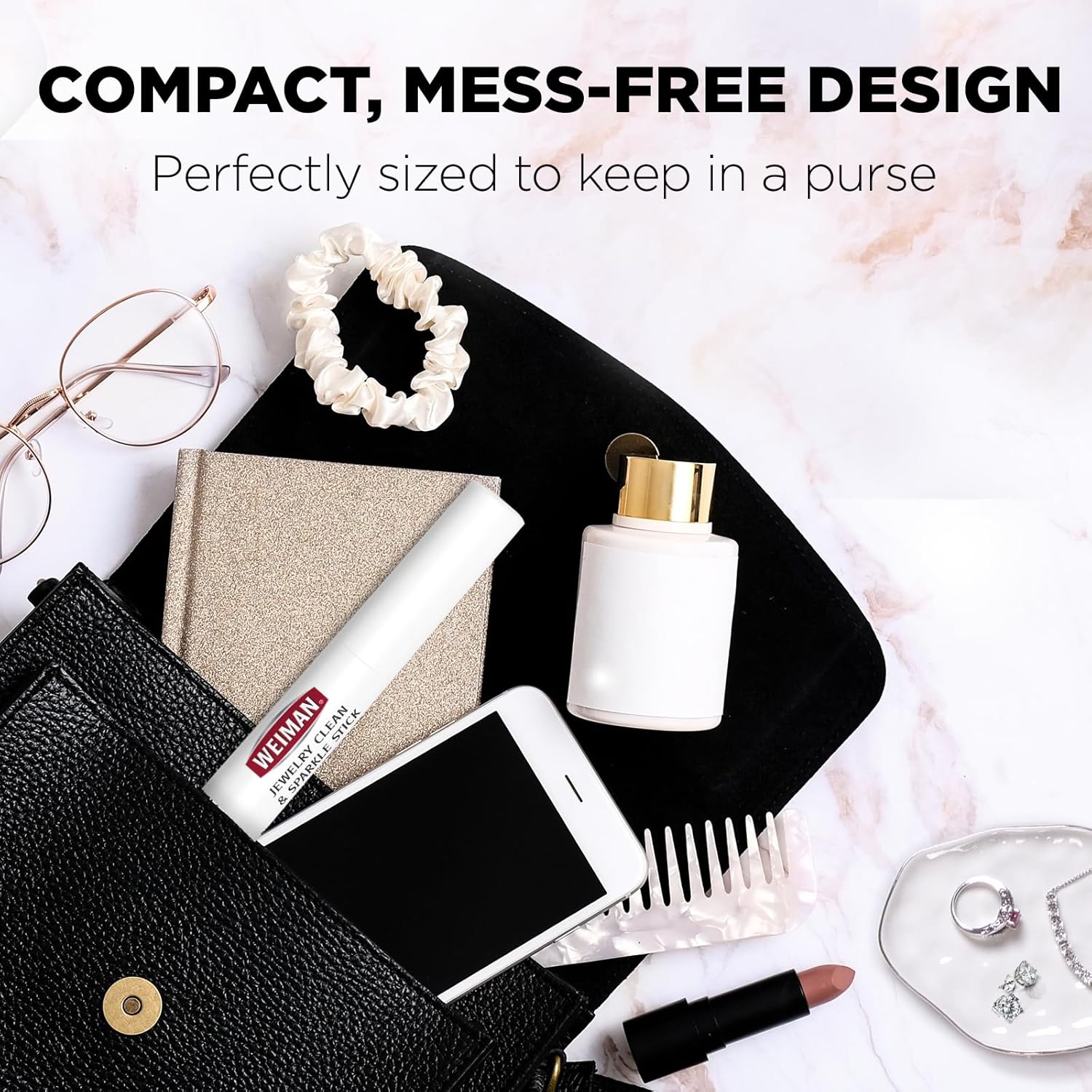 Weiman Jewelry Cleaner & Sparkle Stick – Portable, On-The-Go Cleaning for Diamond Engagement Rings, Wedding Rings, Gemstones, Necklaces, Earrings, Bracelets