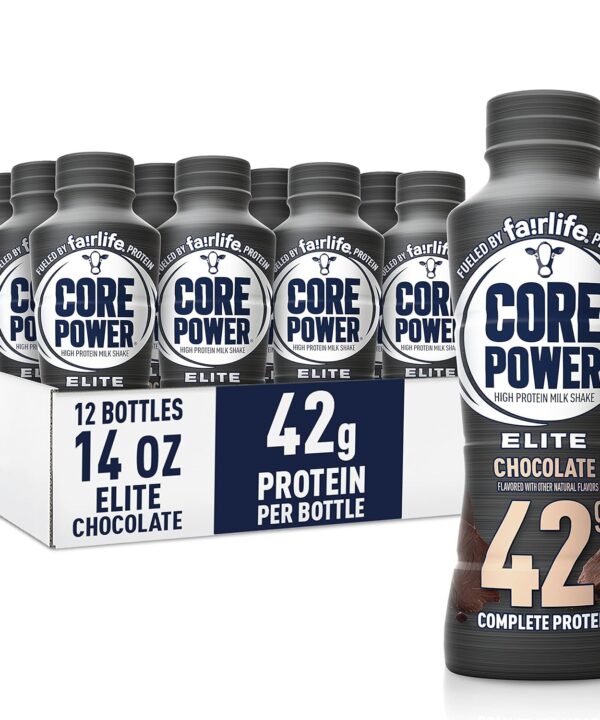 Core Power Elite High Protein Shake, Chocolate, 42g Bottle, 14oz, 12 Pack