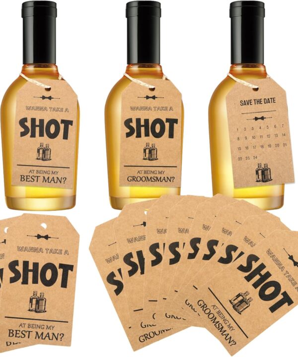 Wanna Take A Shot At Being My Groomsmen Proposal Cards - Funny Groomsmen Proposal Gift, 8 Groomsman Cards & 2 Best Man Cards, Take Shot Tag for Groomsman Gifts Box Ideas Wedding Supplies